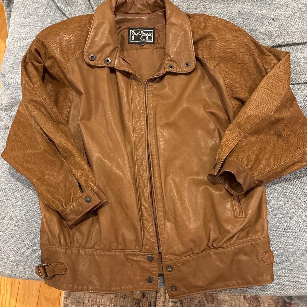 Vintage 80s Genuine Leather Gino di Giorgio Jacket Embossed Sleeves | Argentina
